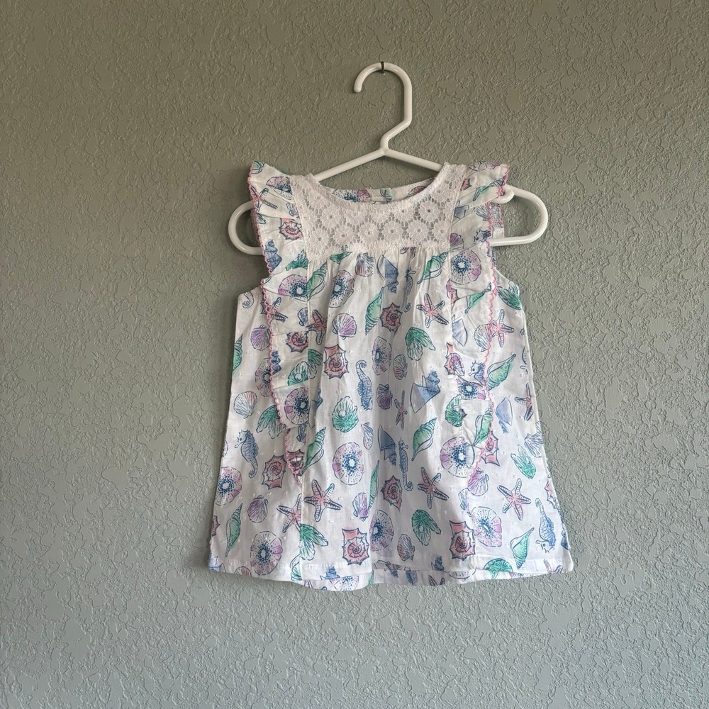 Picapino Girls 12 Month Dress Peplum Beach Shell Summer Sleeveless